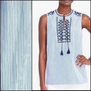 𝅺NEW! J CREW FACTORY Striped Embroidered Top 0.